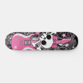 Meisjesschedel met roze gitaar skateboard (Horizontaal)