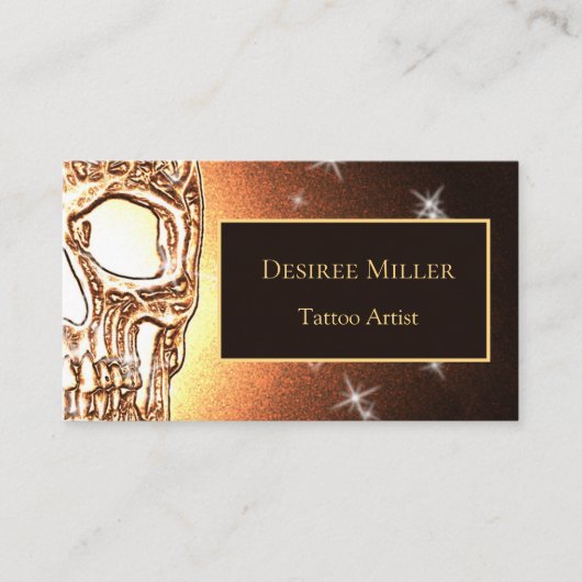 Meisjesschedelgothic Gold Glitter Metallic Visitekaartje (Voorkant)