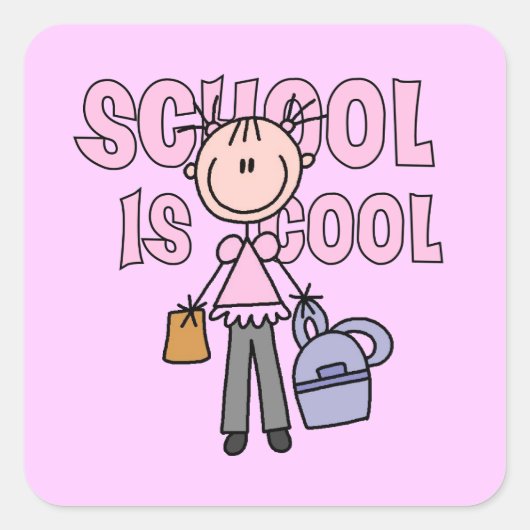 Meisjesschool is cool vierkante sticker (Voorkant)