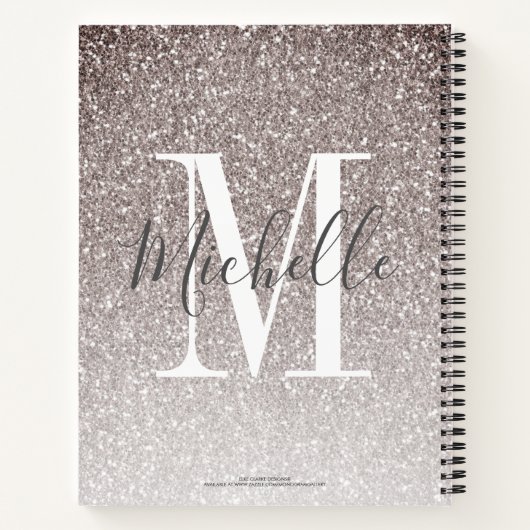 MeisjesScript Glitter Sparkles Monogram Notitieboek (Achterkant)