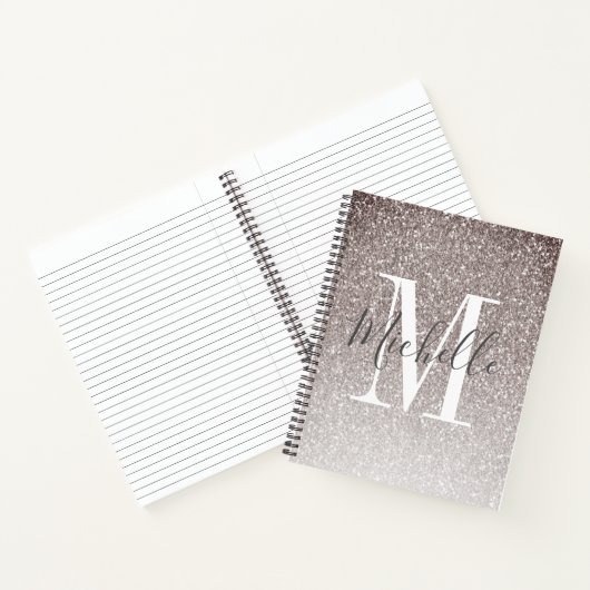 MeisjesScript Glitter Sparkles Monogram Notitieboek (Binnen)