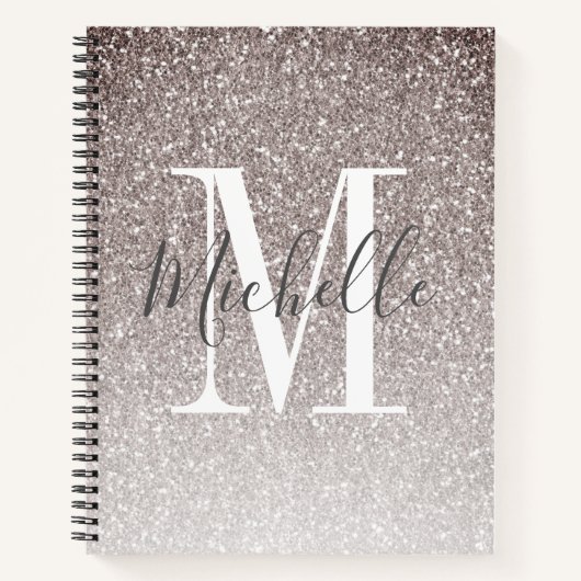 MeisjesScript Glitter Sparkles Monogram Notitieboek (Voorkant)