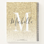 Meisjesscript Gold Glitter Sparkles Monogram Notitieboek (Achterkant)