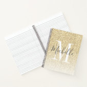 Meisjesscript Gold Glitter Sparkles Monogram Notitieboek (Binnen)