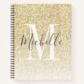 Meisjesscript Gold Glitter Sparkles Monogram Notitieboek (Voorkant)