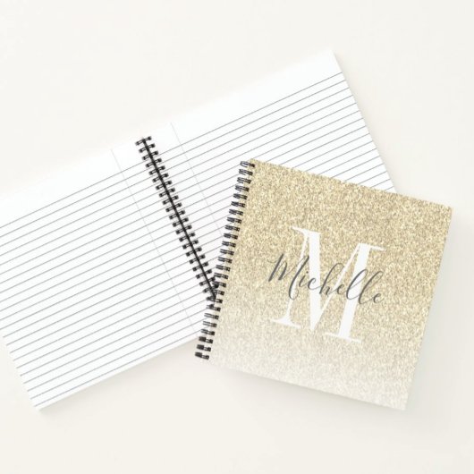 Meisjesscript Gold Glitter Sparkles Monogram Notitieboek
