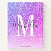 MeisjesScript Paarse roze glitter Sparkles Monogra Notitieboek (Achterkant)
