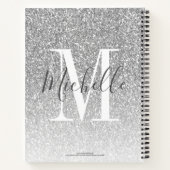 MeisjesScript Silver Glitter Monogram Naam Notitieboek (Achterkant)