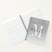 MeisjesScript Silver Glitter Monogram Naam Notitieboek (Binnen)