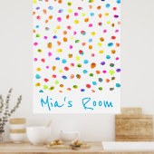 Meisjesslaapkamer Colorful waterverf polka dots Poster (Keuken)