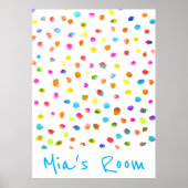Meisjesslaapkamer Colorful waterverf polka dots Poster (Voorkant)