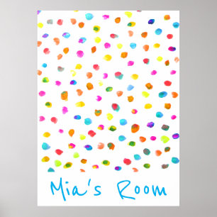 Meisjesslaapkamer Colorful waterverf polka dots Poster