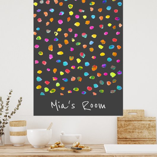 Meisjesslaapkamer Colorful waterverf polka dots Poster (Keuken)