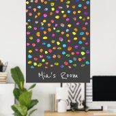 Meisjesslaapkamer Colorful waterverf polka dots Poster (Thuiskantoor)