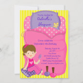 Meisjesslaapzak Slaaepover Birthday Invitation Kaart (Voorkant)