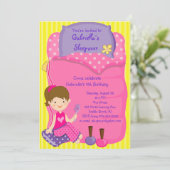 Meisjesslaapzak Slaaepover Birthday Invitation Kaart (Staand voorkant)