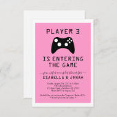 Meisjesspeler 3 Video Game Baby / Couple's Shower Kaart (Voorkant / Achterkant)