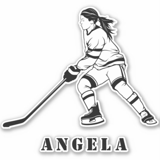 Meisjesspellen spelen Ice-Hockey Team Player Girly Sticker (Voorkant)