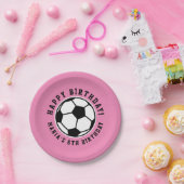 Meisjessport voetbal Birthday aangepaste roze pap Papieren Bordje (Feest)