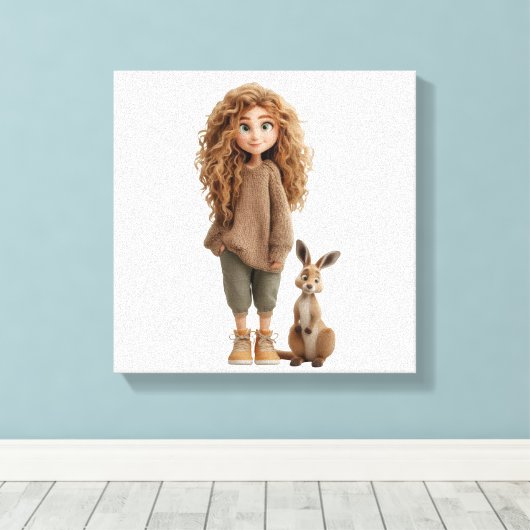 meisjesstijl canvas afdruk (Insitu (Houten vloer))