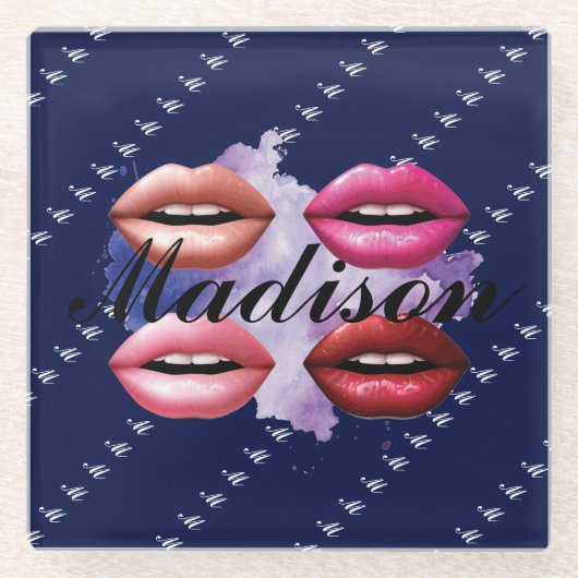 Meisjesstijl Lips Beauty Custom Glazen Onderzetter (Voorkant)