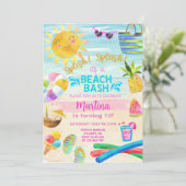 Meisjesstrandfeest, strandvakantie zomer. kaart (Staand voorkant)
