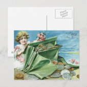 Meisjestas Munten Geld Roos Briefkaart (Voorkant / Achterkant)