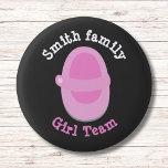 meisjesteamgender-openingsknop ronde button 3,2 cm<br><div class="desc">personele meisjessekse onthulling ,  gender onthulling</div>