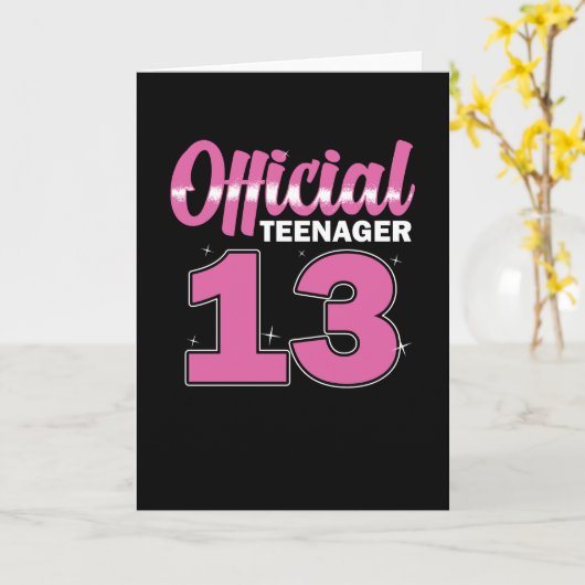 Meisjestiener 13 verjaardag kaart (Gele Bloem)
