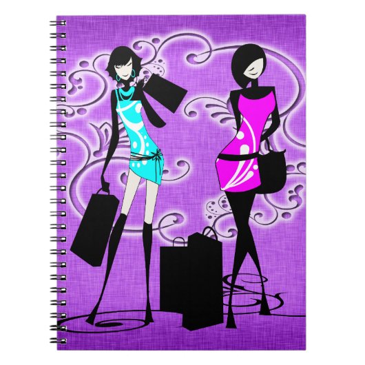 Meisjestrendy paarse modellen winkelen notitieboek (Voorkant)