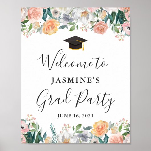 Meisjestuin Rozen Floral Gradual Party Sign Poster (Voorkant)