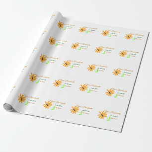 Meisjesuitje feest naam datum plaats zonnebloem cadeaupapier