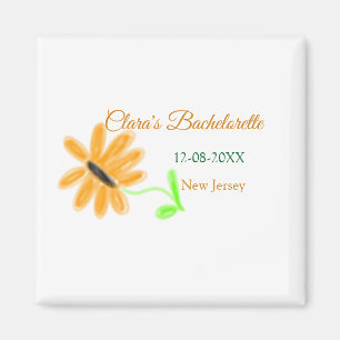 Meisjesuitje feest naam datum plaats zonnebloem  magneet