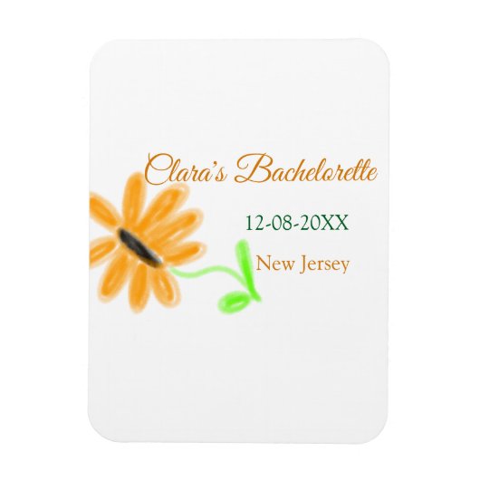 Meisjesuitje feest naam datum plaats zonnebloem  magneet (Verticaal)