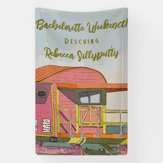 Meisjesuitje met roze reddingstoren spandoek (Verticaal)