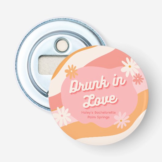 Meisjesuitje Retro Roze Flesopener Button Flesopener (Voorkant)