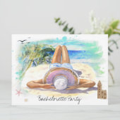 *~* Meisjesuitje Tropisch Exotisch QR Strandfeest Kaart (Staand voorkant)