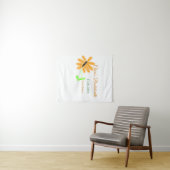 Meisjesuitje voeg naam datum plaats zonnebloem toe wandkleed (In Situ (horizontaal))