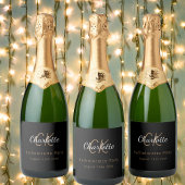 Meisjesuitje zwart gouden monogram sparkling wijnetiket