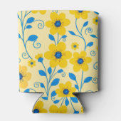 Meisjesuitstap - Botergeel en Blauwe Bloemen - Blikjeskoeler (Achterkant)