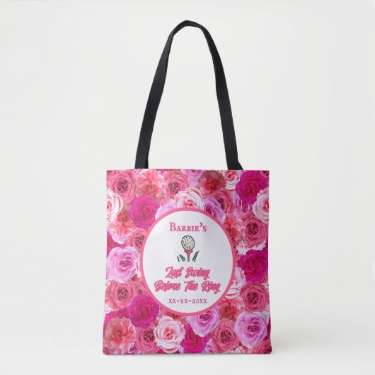 Meisjesuitstap Golf Bruidsfeestje Roze Bloemen Tote Bag (Voorkant)
