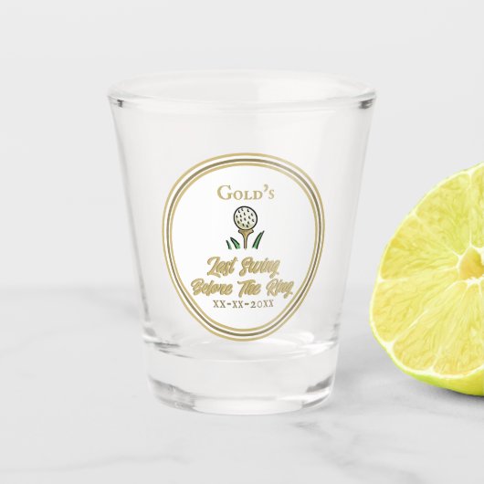 Meisjesuitstap Huwelijk Golf Wit Goud Shot Glas (Voorkant)