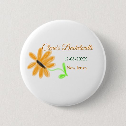 Meisjesuitstap naam datum plaats zonnebloem  ronde button 5,7 cm (Voorkant)
