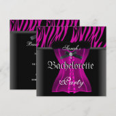 Meisjesuitstap Roze Zebra Zwarte Corset Kaart (Voorkant / Achterkant)
