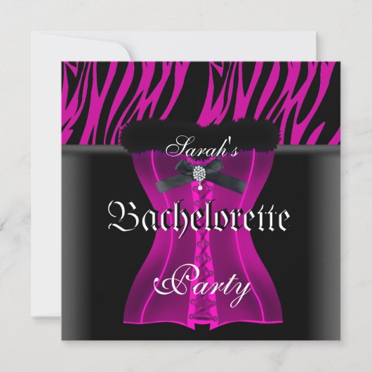 Meisjesuitstap Roze Zebra Zwarte Corset Kaart (Voorkant)