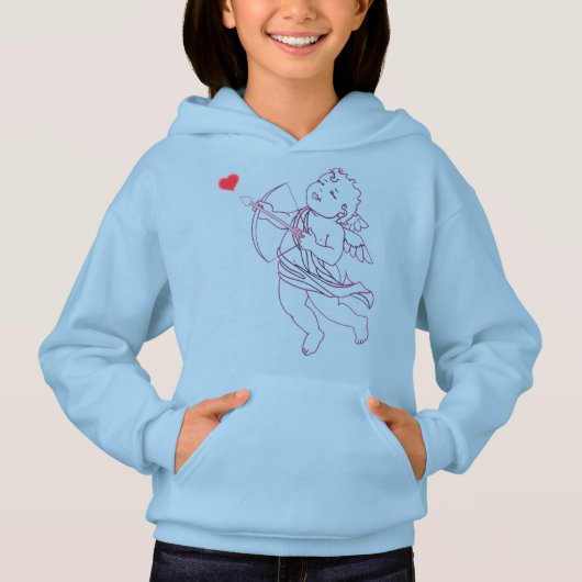 MeisjesValentijn Hoodies Pink Cupid Sweatshirt (Voorkant)