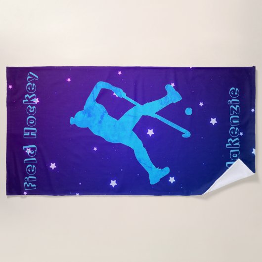 Meisjesveld Hockey gepersonaliseerd Strandlaken (Voorkant)