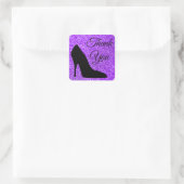 Meisjesviolet Glitter Black High Heel erg bedankt Vierkante Sticker (Tas)
