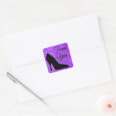 Meisjesviolet Glitter Black High Heel erg bedankt Vierkante Sticker (Envelop)