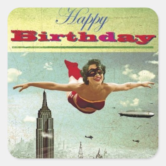 -meisjesvliegen vierkante sticker (Voorkant)